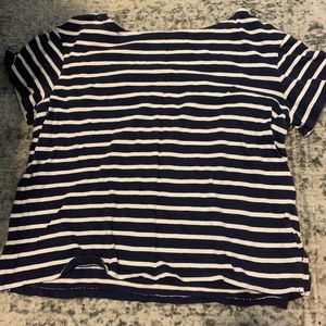 oversized thick blue and white stripped tee